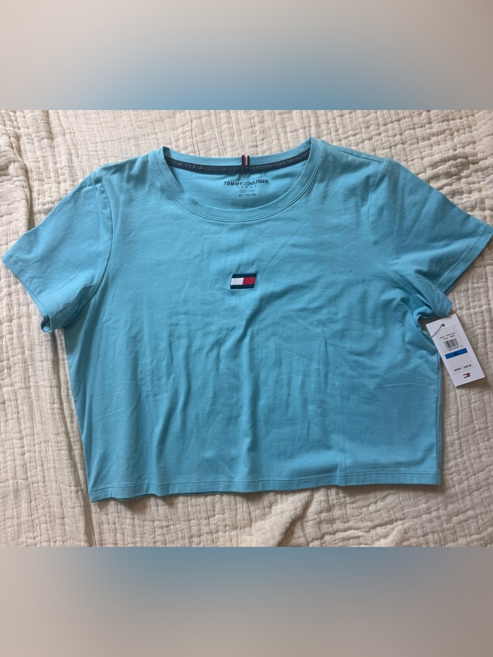 Tommy Hilfiger Light Blue Cropped Logo Tee